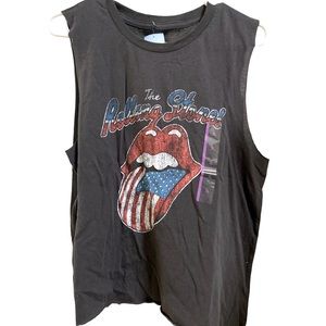 The Rolling Stones USA Lips Red White Blue Muscle Shirt Tank Top NWT MINT